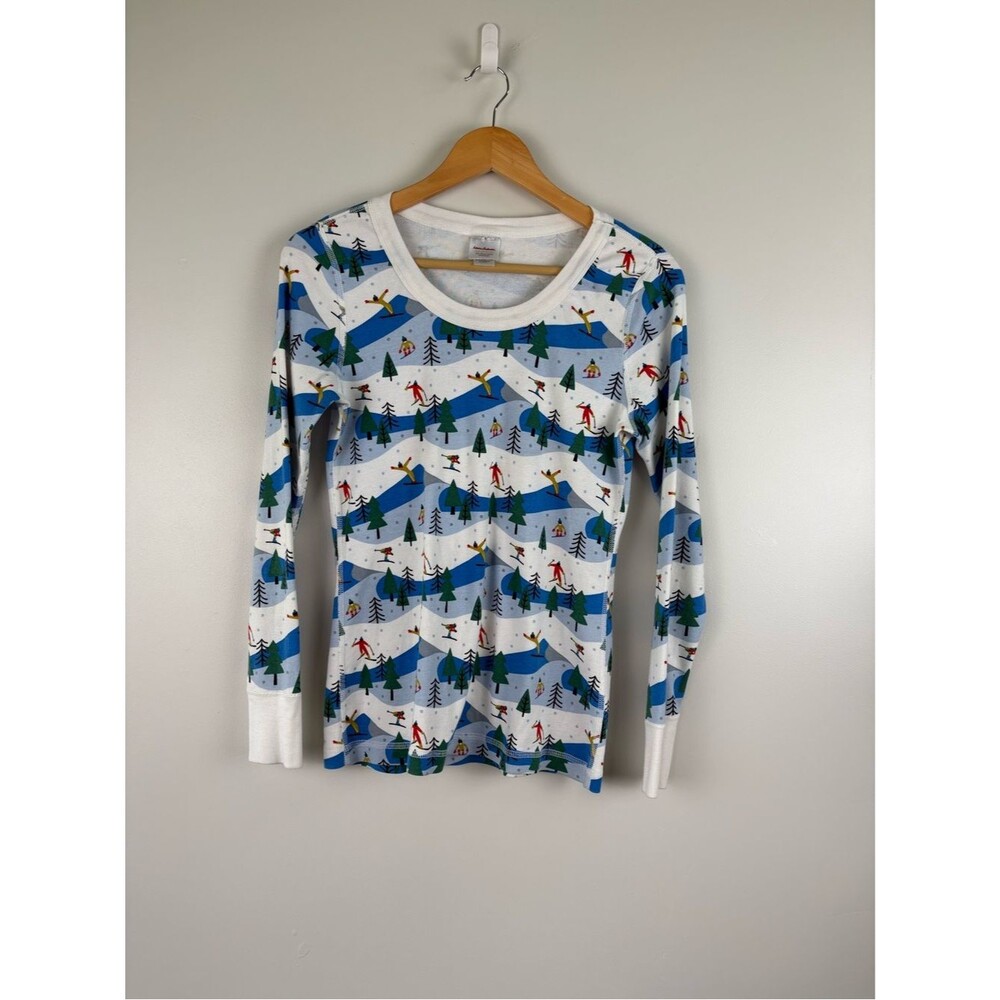 Hanna Andersson Long John Pajamas Top in Ski Slope Women's Size Small 60325